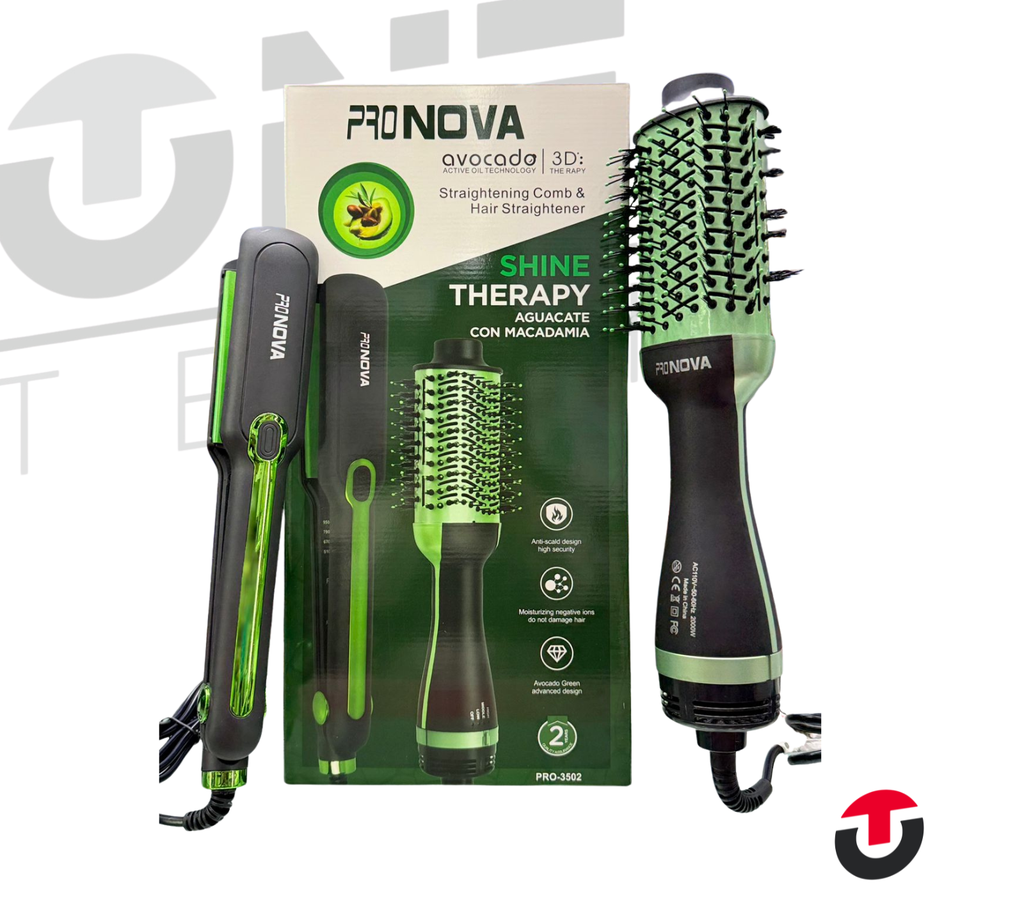 COMBO CEPILLO SECADOR+PLANCHA AGUACATE PRO-3502